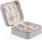Small Travel Jewelry Box Organizer Display Case for Girls Women Gift Rings Earrings Necklaces Storage, Light Grey